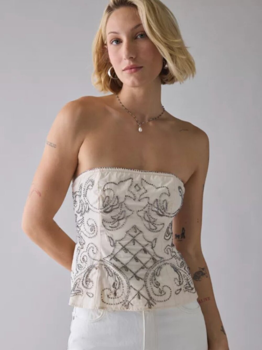 UO Kimchi Blue Carina Dew Drop Beaded Tube Top